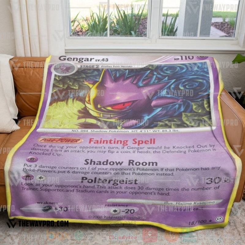 BEST Pokemon-Anime Gengar Stormfront Blanket Fleece 4 Anime Pokemon Gengar Stormfront Blanket 1 2 3