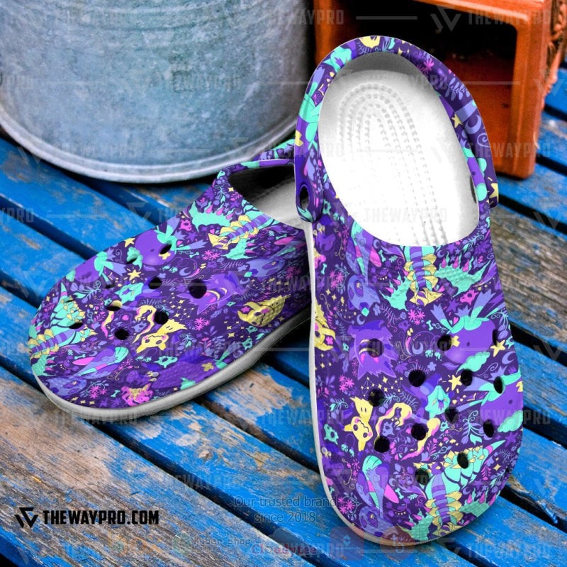 Anime Pokemon Ghost Seamless Pattern Custom Classic Clogs