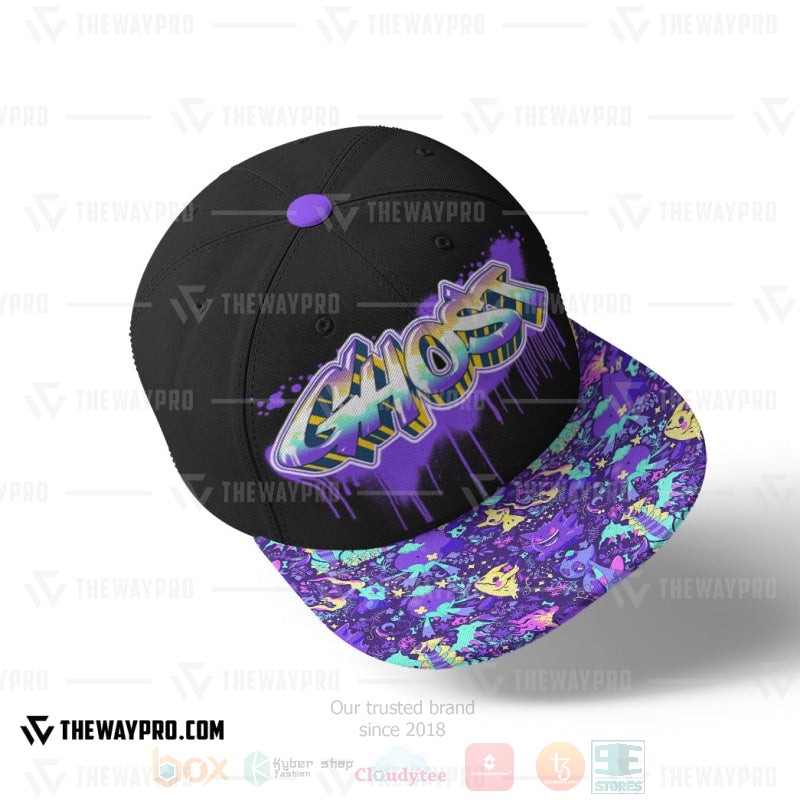 Anime Pokemon Ghost Type Pattern Graffiti Text Custom Baseball Cap