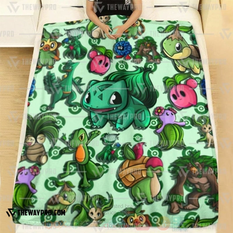 Anime Pokemon Grass Green Blanket 1