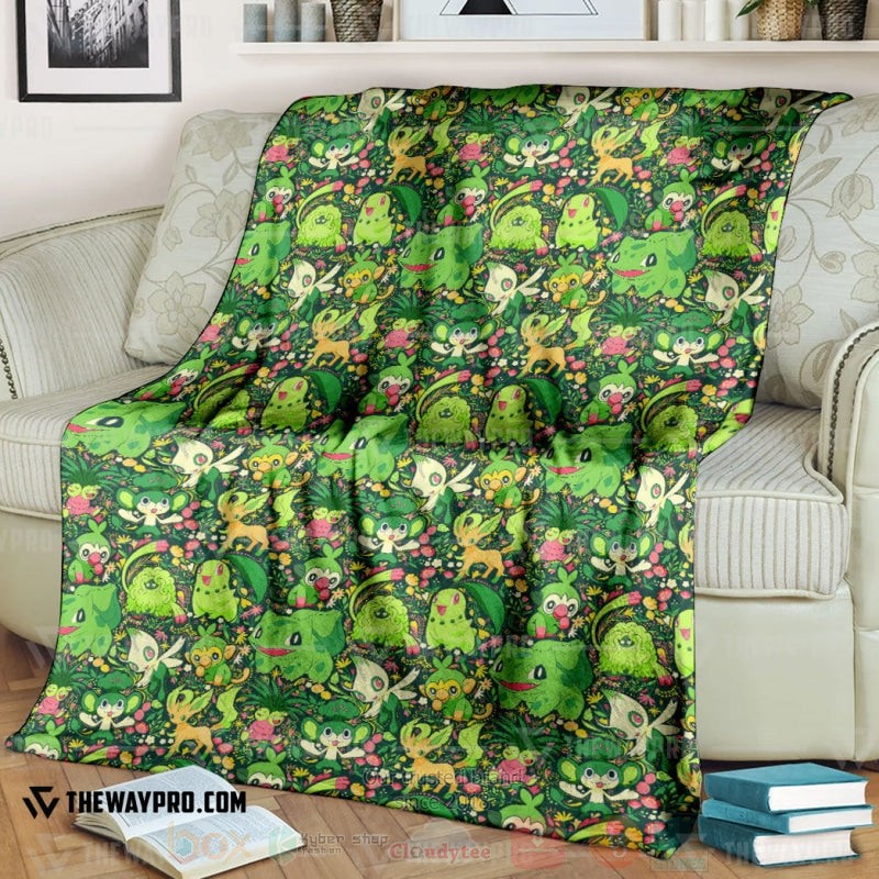 Anime Pokemon Grass Seamless Blanket