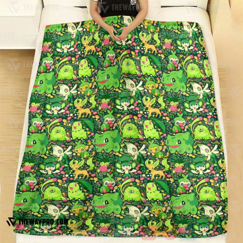 Anime Pokemon Grass Seamless Blanket 1