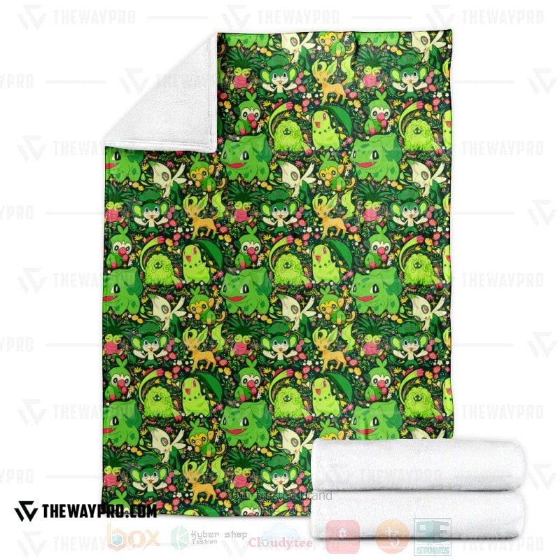 BEST Pokemon-Anime Grass Seamless Blanket Fleece 4 Anime Pokemon Grass Seamless Blanket 1 2 3