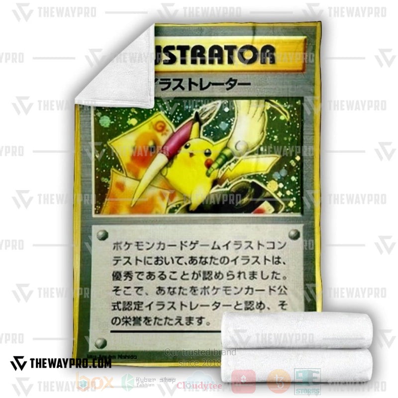 BEST Pokemon-Anime Illustrator Japanese Verse Blanket Fleece 3 Anime Pokemon Illustrator Japanese Verse Blanket 1 2