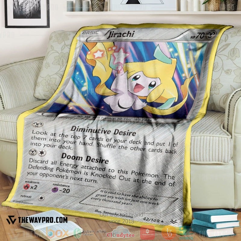 Anime Pokemon Jirachi Roaring Skies Soft Blanket