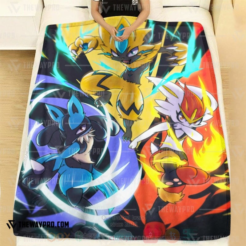 Anime Pokemon Lightning Fire Water Blanket 1