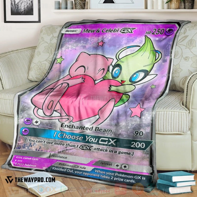 Anime Pokemon Love Mew and Celebi GX Blanket