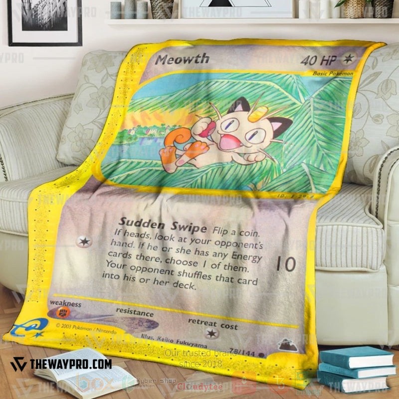 Anime Pokemon Meowth Skyridge Blanket