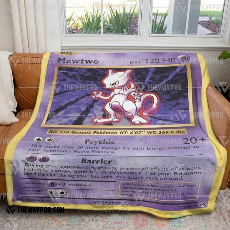BEST Pokemon-Anime Mewtwo Evolutions Blanket Fleece 4 Anime Pokemon Mewtwo Evolutions Blanket 1 2 3