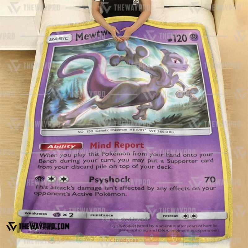 Anime Pokemon Mewtwo Sun And Moon Blanket 1