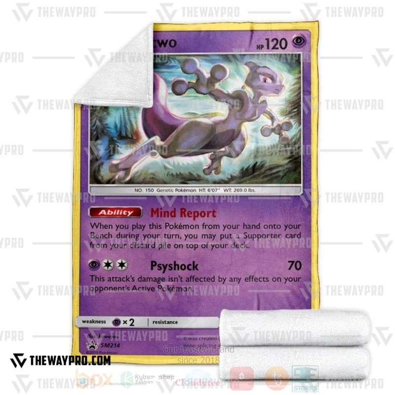 BEST Pokemon-Anime Mewtwo Sun And Moon Blanket Fleece 3 Anime Pokemon Mewtwo Sun And Moon Blanket 1 2