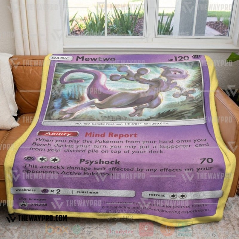 BEST Pokemon-Anime Mewtwo Sun And Moon Blanket Fleece 4 Anime Pokemon Mewtwo Sun And Moon Blanket 1 2 3