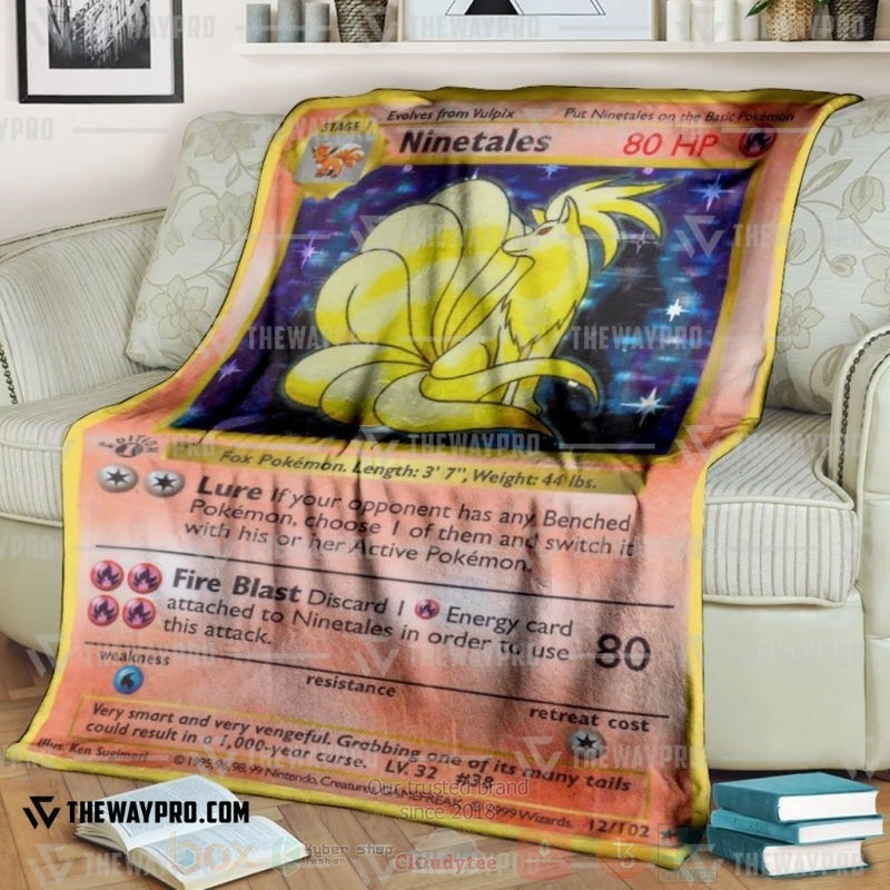 Anime Pokemon Ninetales Holo 1st Edition Blanket