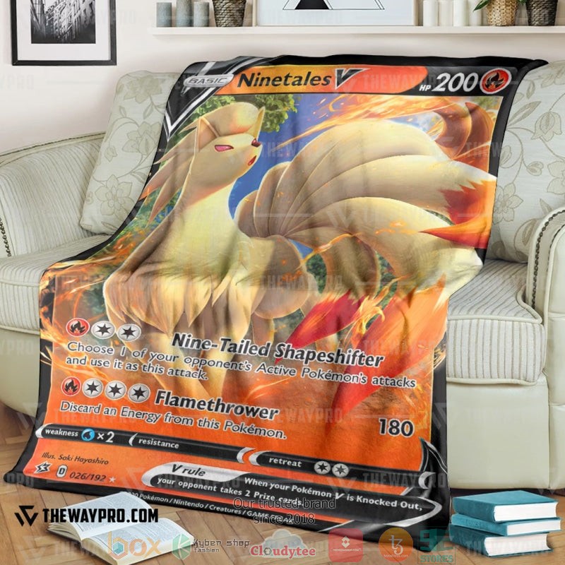 Anime Pokemon Ninetales V Rebel Clash Soft Blanket