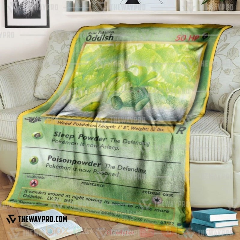 Anime Pokemon Oddish 1st Edition Green Blanket