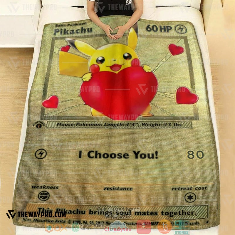 NEW Pokemon Pikachu I Choose You Gold Card Blanket 2 Anime Pokemon Pikachu I Choose You Gold Card Soft Blanket 1