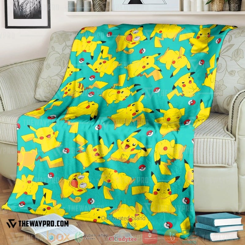 Anime Pokemon Pikachu Seamless Pattern Soft Blanket