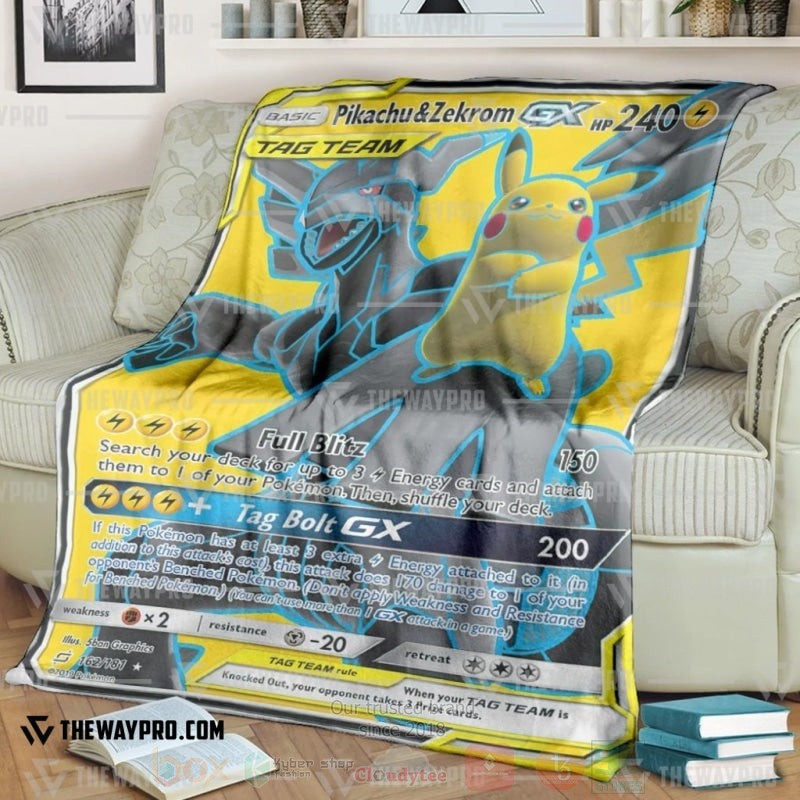 Anime Pokemon Pikachu and Zekrom GX Blanket