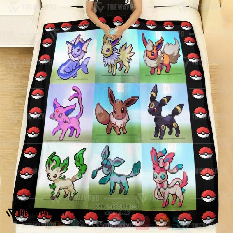 Anime Pokemon Pixel Eevee Blanket 1