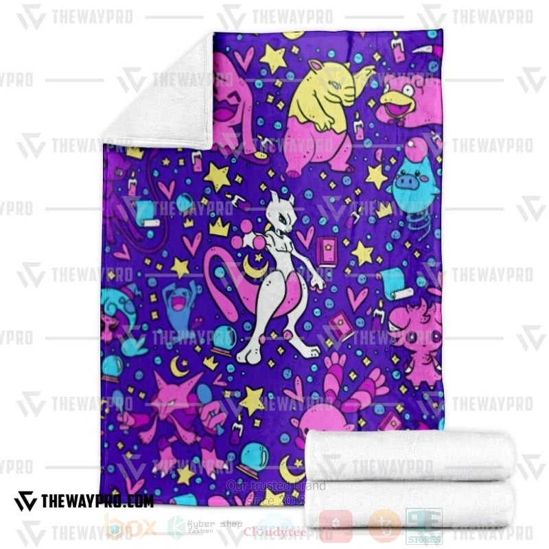 BEST Pokemon-Anime Psychic Blanket Fleece 3 Anime Pokemon Psychic Blanket 1 2