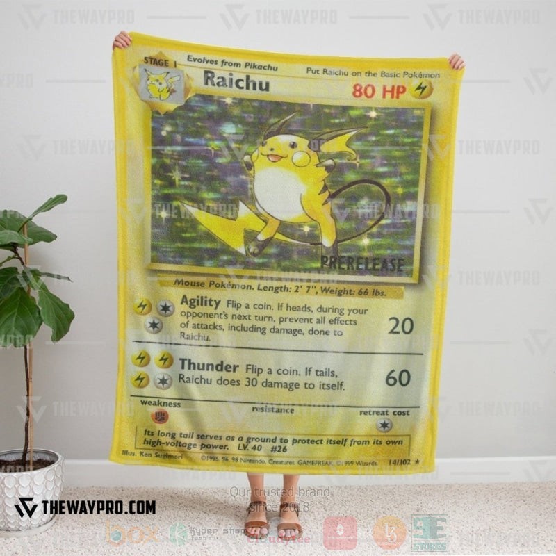 BEST Pokemon-Anime Raichu Card Blanket Fleece 5 Anime Pokemon Raichu Card Blanket 1 2 3 4