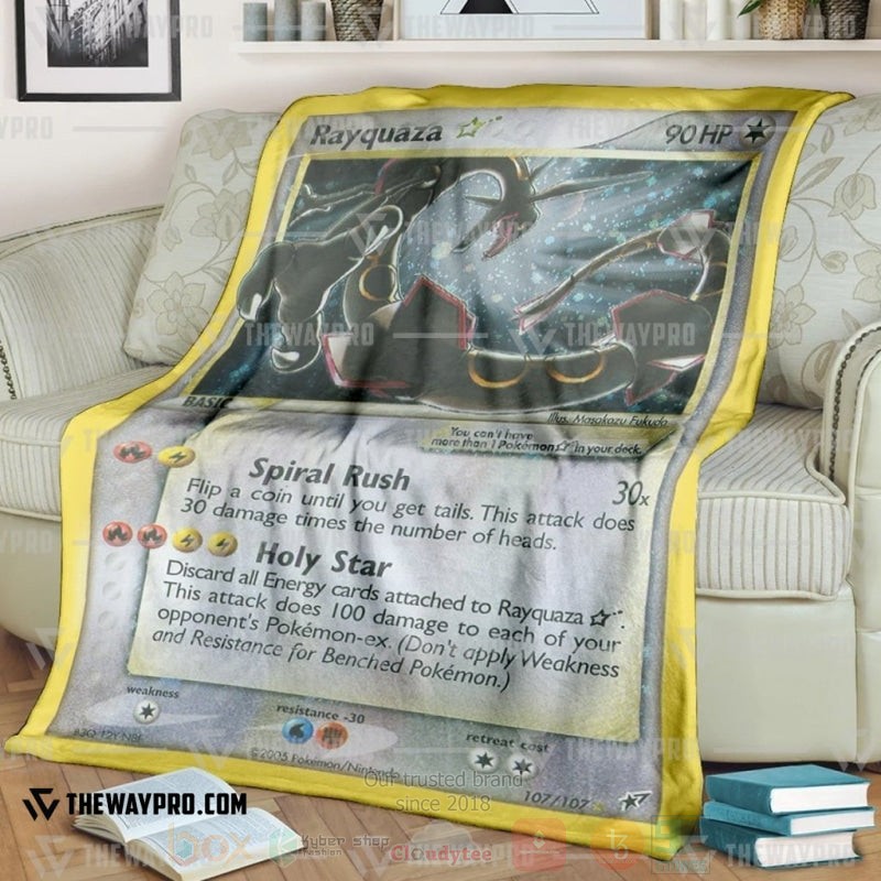 Anime Pokemon Rayquaza Card Blanket