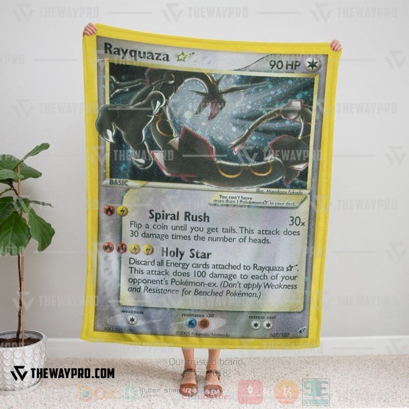 BEST Pokemon-Anime Rayquaza Card Blanket Fleece 5 Anime Pokemon Rayquaza Card Blanket 1 2 3 4