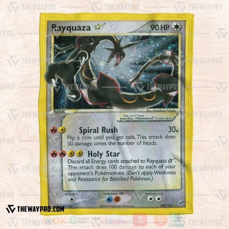 BEST Pokemon-Anime Rayquaza Card Blanket Fleece 6 Anime Pokemon Rayquaza Card Blanket 1 2 3 4 5