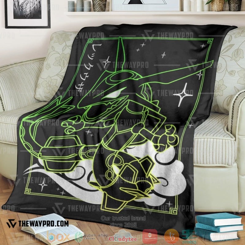Anime Pokemon Rayquaza Cloud black Soft Blanket