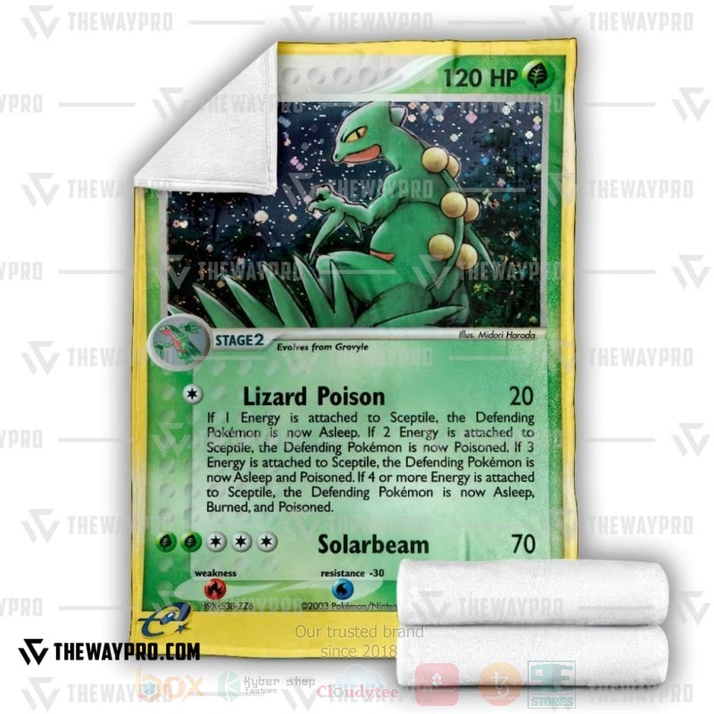 BEST Pokemon-Anime Sceptile Ruby and Sapphire Blanket Fleece 3 Anime Pokemon Sceptile Ruby and Sapphire Blanket 1 2