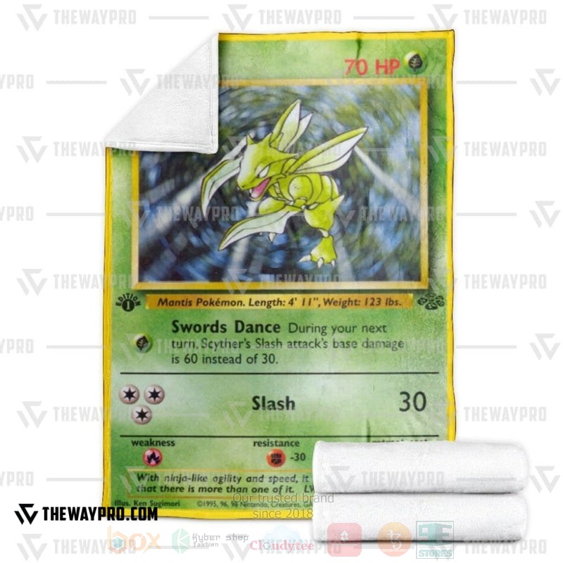 BEST Pokemon-Anime Scyther 1st Edition Blanket Fleece 3 Anime Pokemon Scyther 1st Edition Blanket 1 2