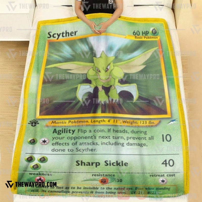 Anime Pokemon Scyther Jungle 1st Edition Blanket 1