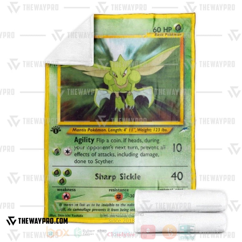 BEST Pokemon-Anime Scyther Jungle 1st Edition Blanket Fleece 3 Anime Pokemon Scyther Jungle 1st Edition Blanket 1 2