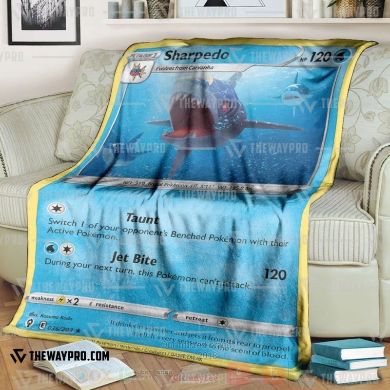 Anime Pokemon Sharpedo Evolving Skies Blanket