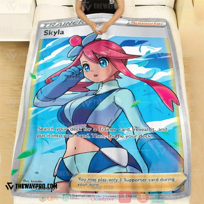 NEW Pokemon Skyla Shining Fates Trainer Blanket 2 Anime Pokemon Skyla Shining Fates Trainer Soft Blanket 1