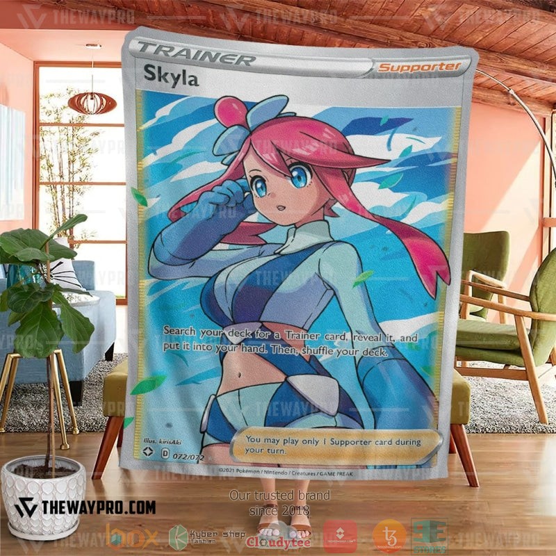 NEW Pokemon Skyla Shining Fates Trainer Blanket 4 Anime Pokemon Skyla Shining Fates Trainer Soft Blanket 1 2 3
