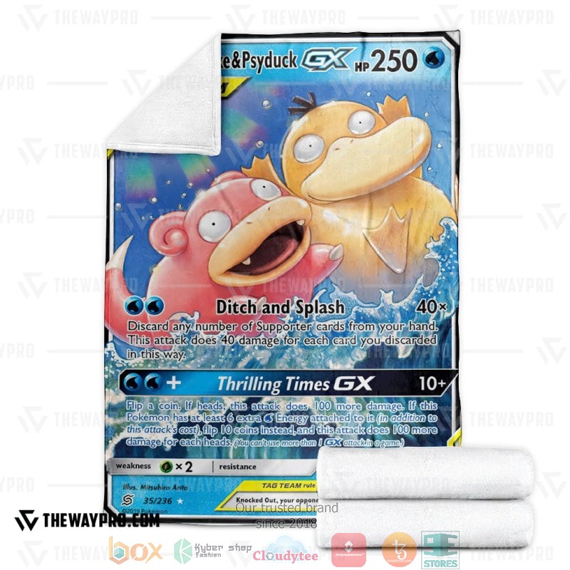 NEW Pokemon Slowpoke & Psyduck-GX Unified Minds Blanket 3 Anime Pokemon Slowpoke Psyduck GX Unified Minds Soft Blanket 1 2