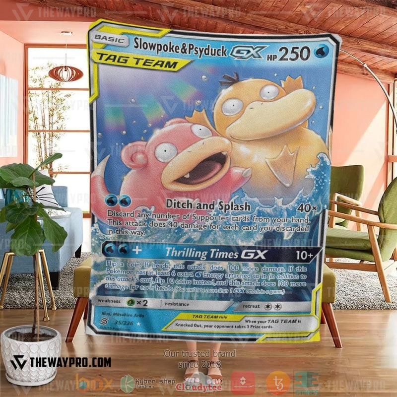 NEW Pokemon Slowpoke & Psyduck-GX Unified Minds Blanket 4 Anime Pokemon Slowpoke Psyduck GX Unified Minds Soft Blanket 1 2 3