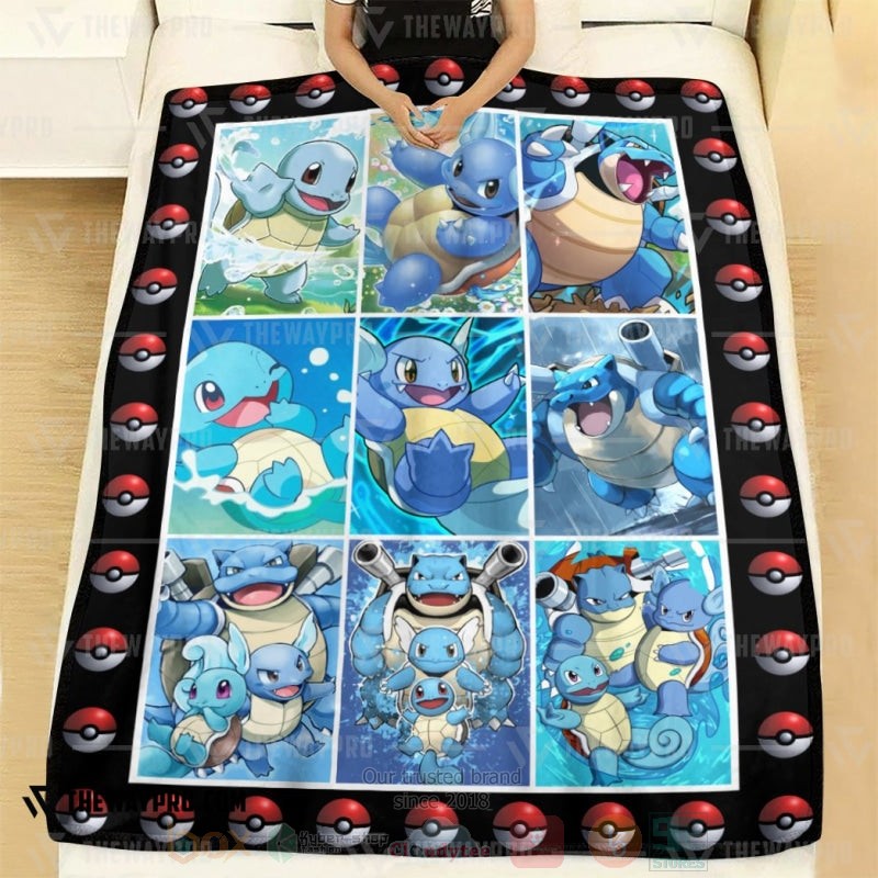 Anime Pokemon Squirtle Wartortle Blastoise Poke Ball Blanket 1