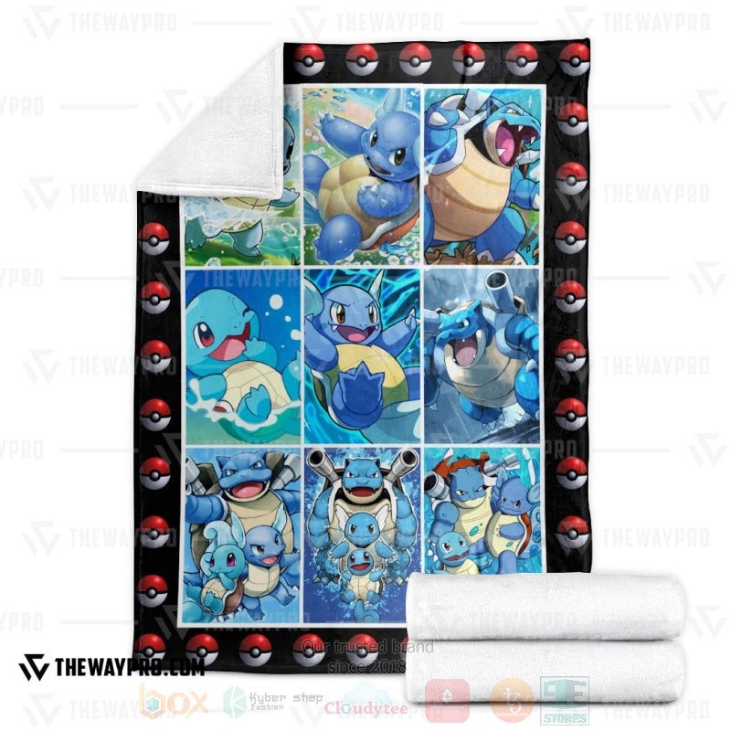 BEST Pokemon-Anime Squirtle Wartortle Blastoise Poke Ball Blanket Fleece 3 Anime Pokemon Squirtle Wartortle Blastoise Poke Ball Blanket 1 2