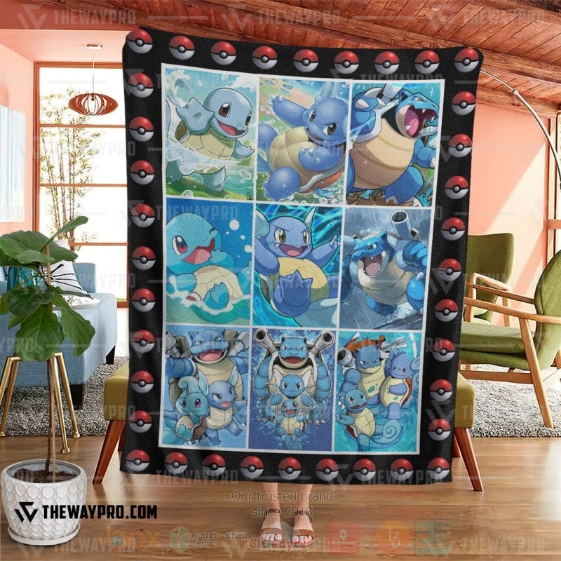 BEST Pokemon-Anime Squirtle Wartortle Blastoise Poke Ball Blanket Fleece 4 Anime Pokemon Squirtle Wartortle Blastoise Poke Ball Blanket 1 2 3
