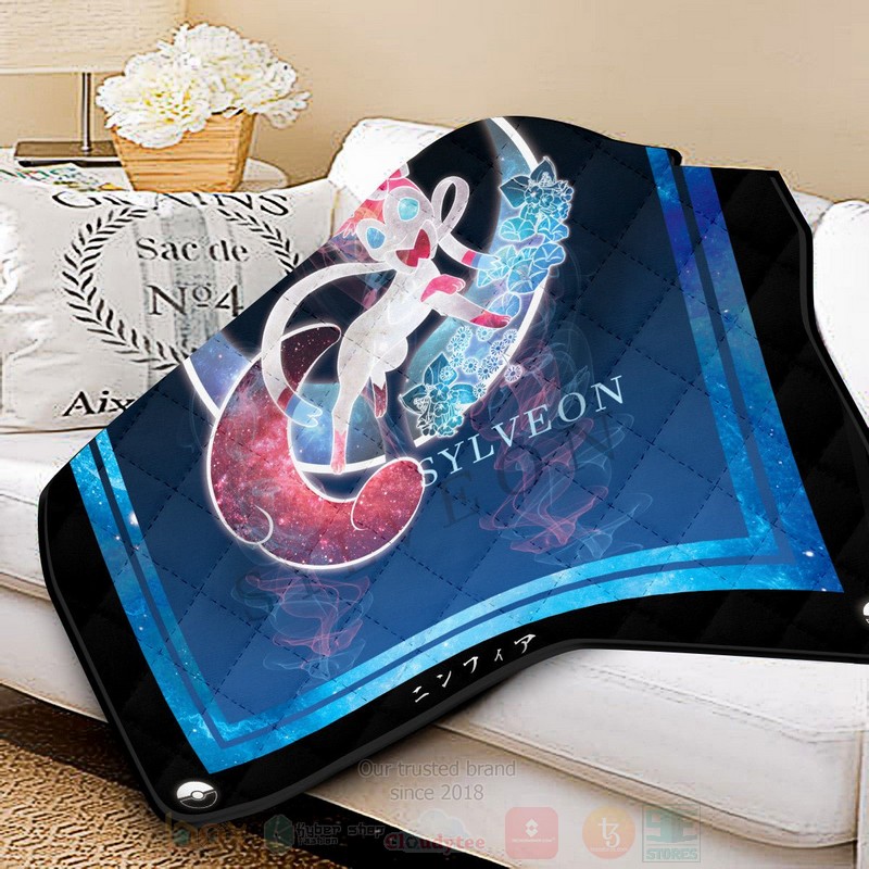 BEST Anime Pokemon Sylveon Spirit Quilted Fabric 2 Anime Pokemon Sylveon Spirit Quilt 1