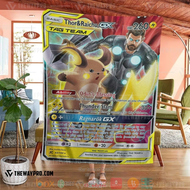 Anime Pokemon Th Raichu Tag Team Soft Blanket 1 2 3