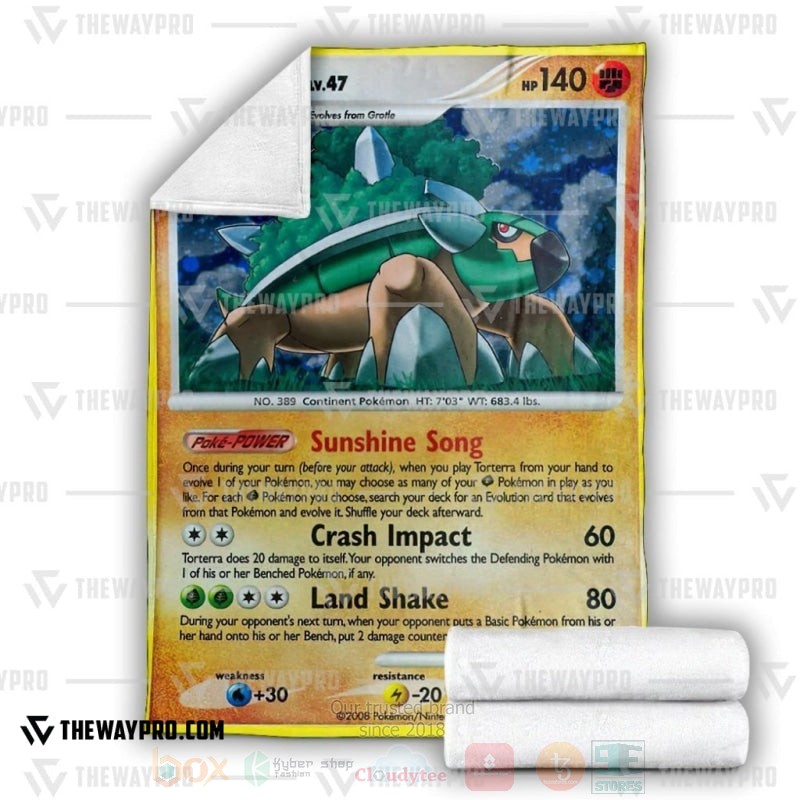 BEST Pokemon-Anime Torterra LV.47 Blanket Fleece 3 Anime Pokemon Torterra LV 47 Blanket 1 2