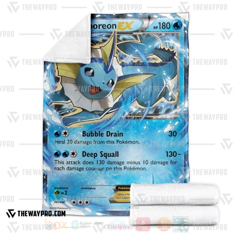 BEST Pokemon-Anime Vaporeon EX Blanket Fleece 3 Anime Pokemon Vaporeon EX Blanket 1 2