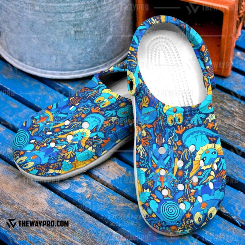 Anime Pokemon Water Seamless Pattern Custom Classic Clogs