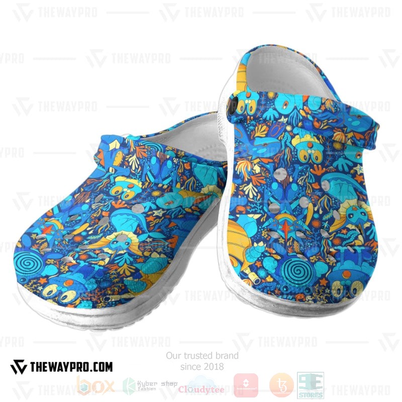 Anime Pokemon Water Seamless Pattern Custom Classic Clogs 1