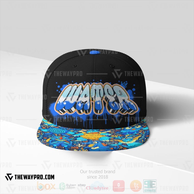 Anime Pokemon Water Type Pattern Graffiti Text Custom Baseball Cap 1