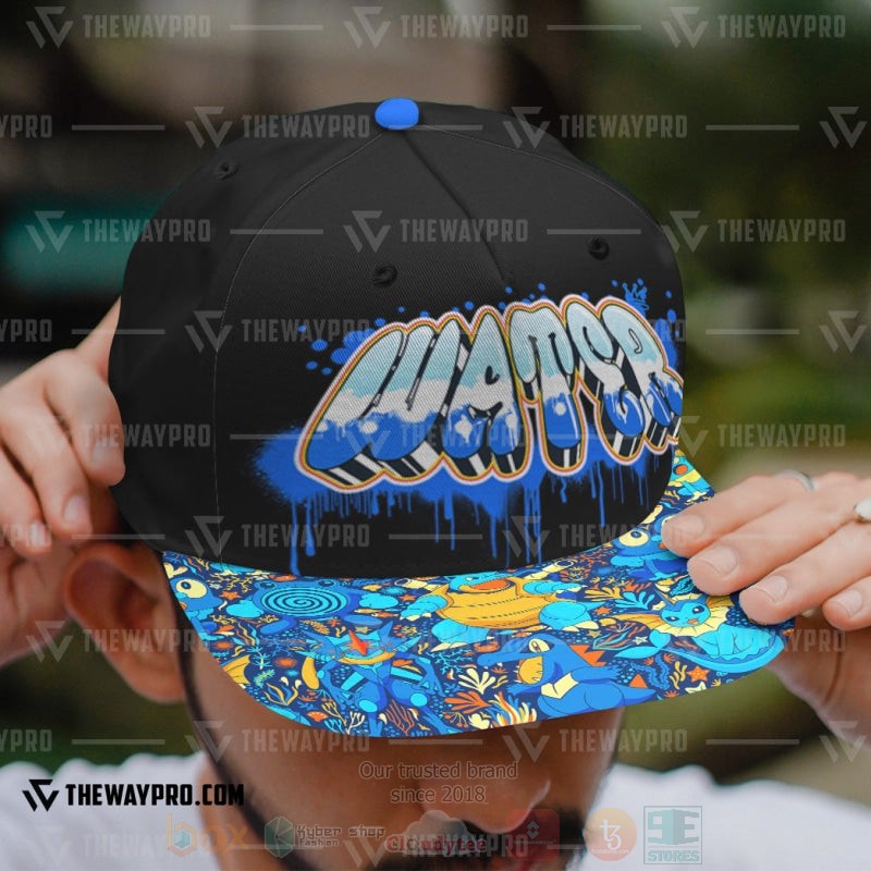 Anime Pokemon Water Type Pattern Graffiti Text Custom Baseball Cap 1 2