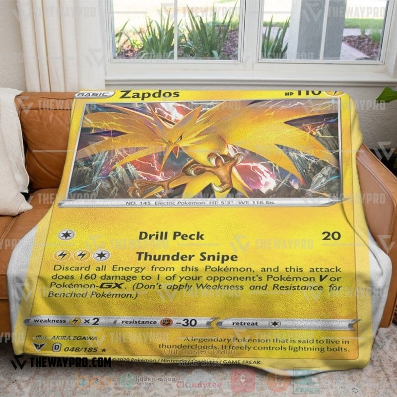 Anime Pokemon Zapdos Vivid Voltage Blanket 1 2 3
